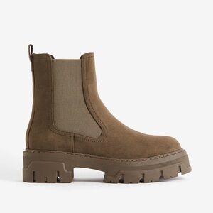H&M Khaki Green Brown Chunky Chelsea Boots